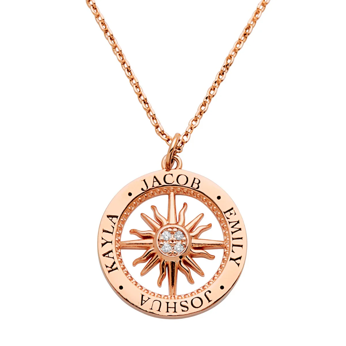 Engraved Compass with CZ Necklace - Image 12
