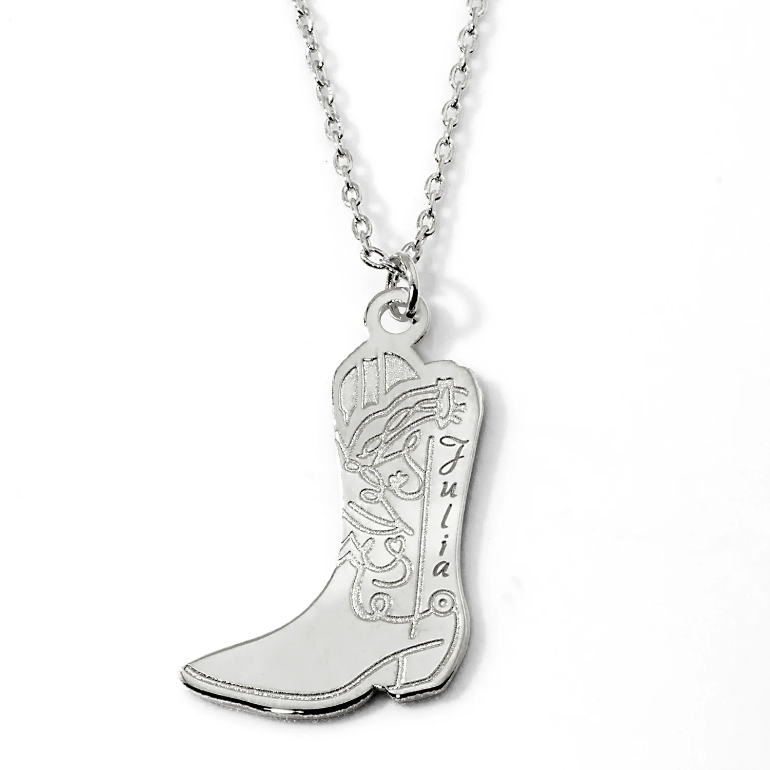 Engraved Cowboy Boot Charm Necklace - Image 3