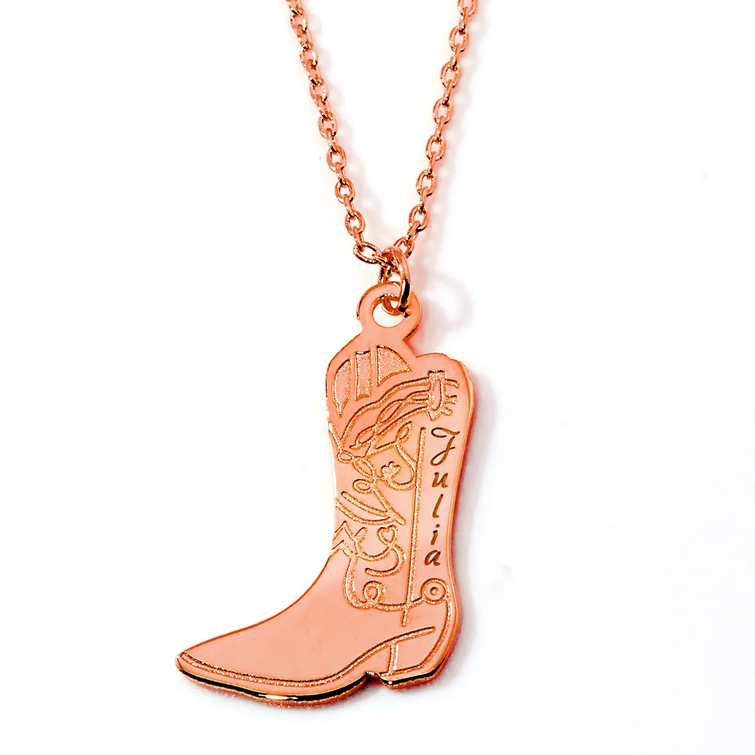 Engraved Cowboy Boot Charm Necklace - Image 5