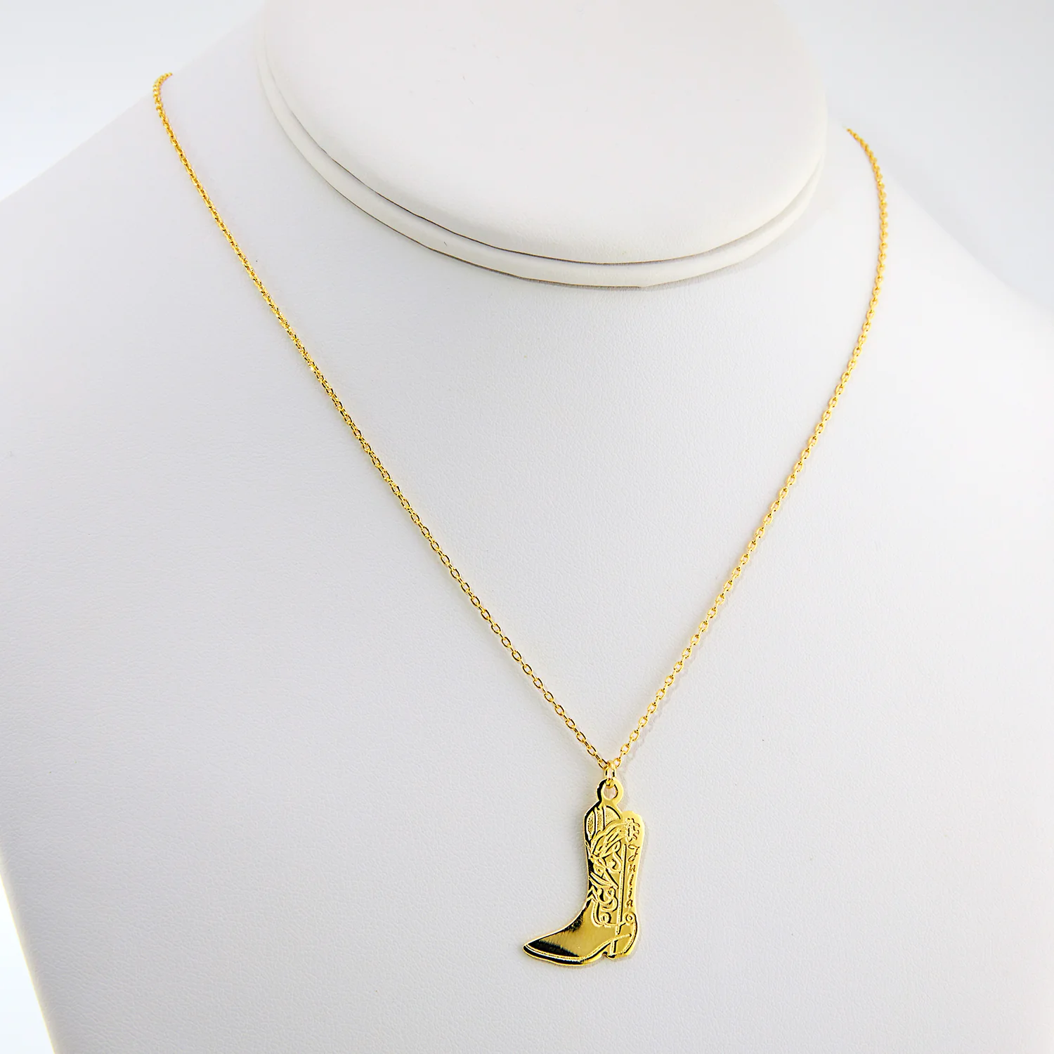 Engraved Cowboy Boot Charm Necklace - Image 6