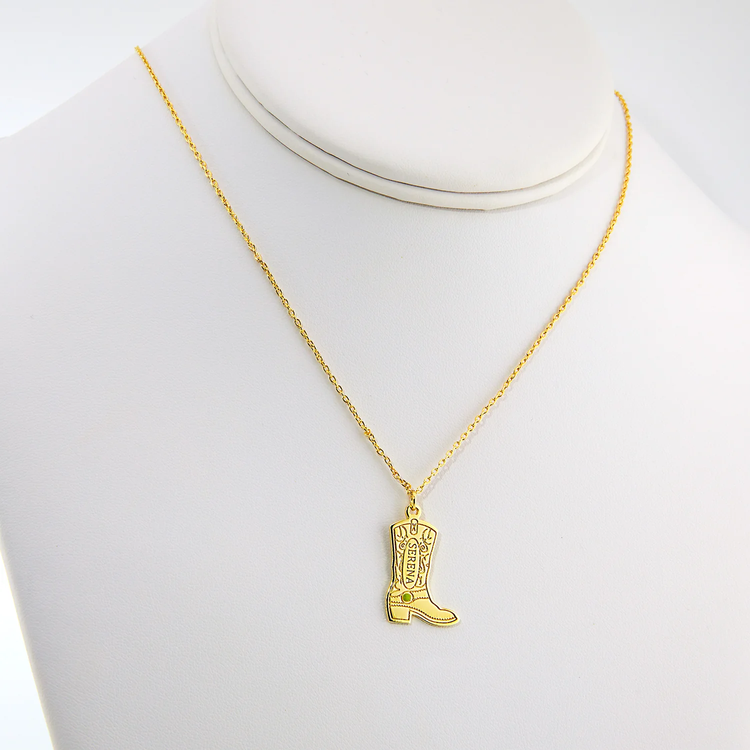 Engraved Cowboy Boot Charm Necklace with Enamel Accent - Image 6