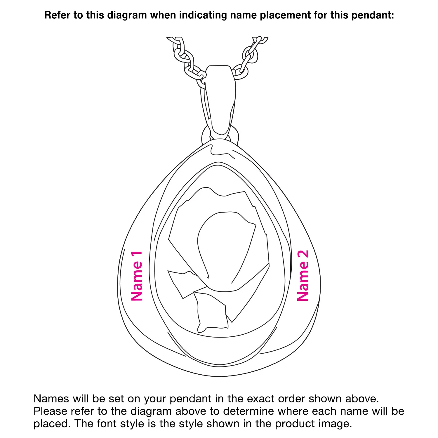 Engraved Dried Flower Teardrop Pendant Necklace - Image 6