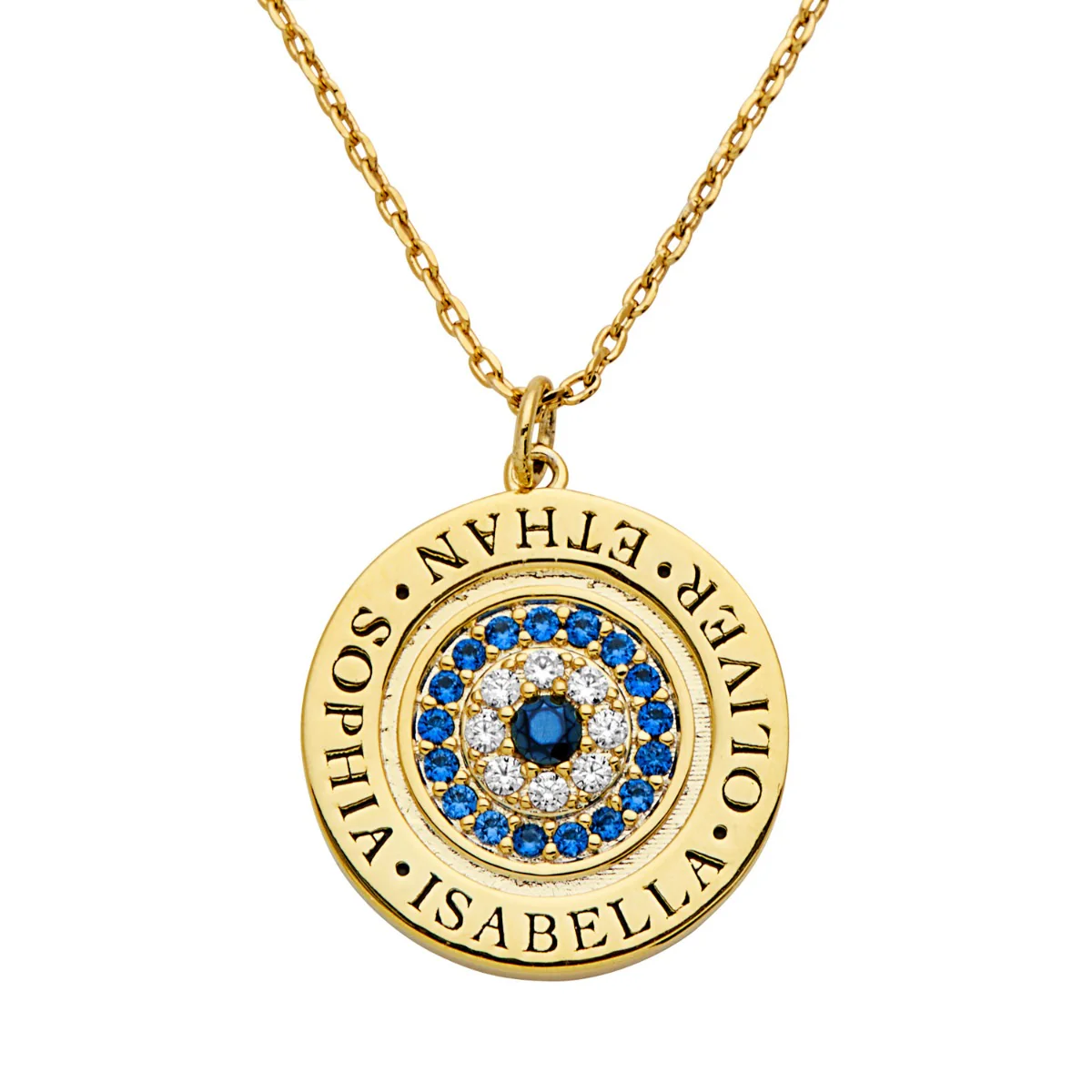 Engraved Evil Eye Disc Necklace - Image 2