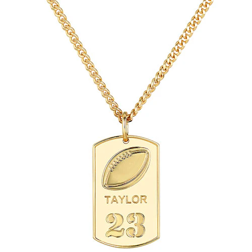 Engraved Football Dog Tag 20 Necklace - Image 3