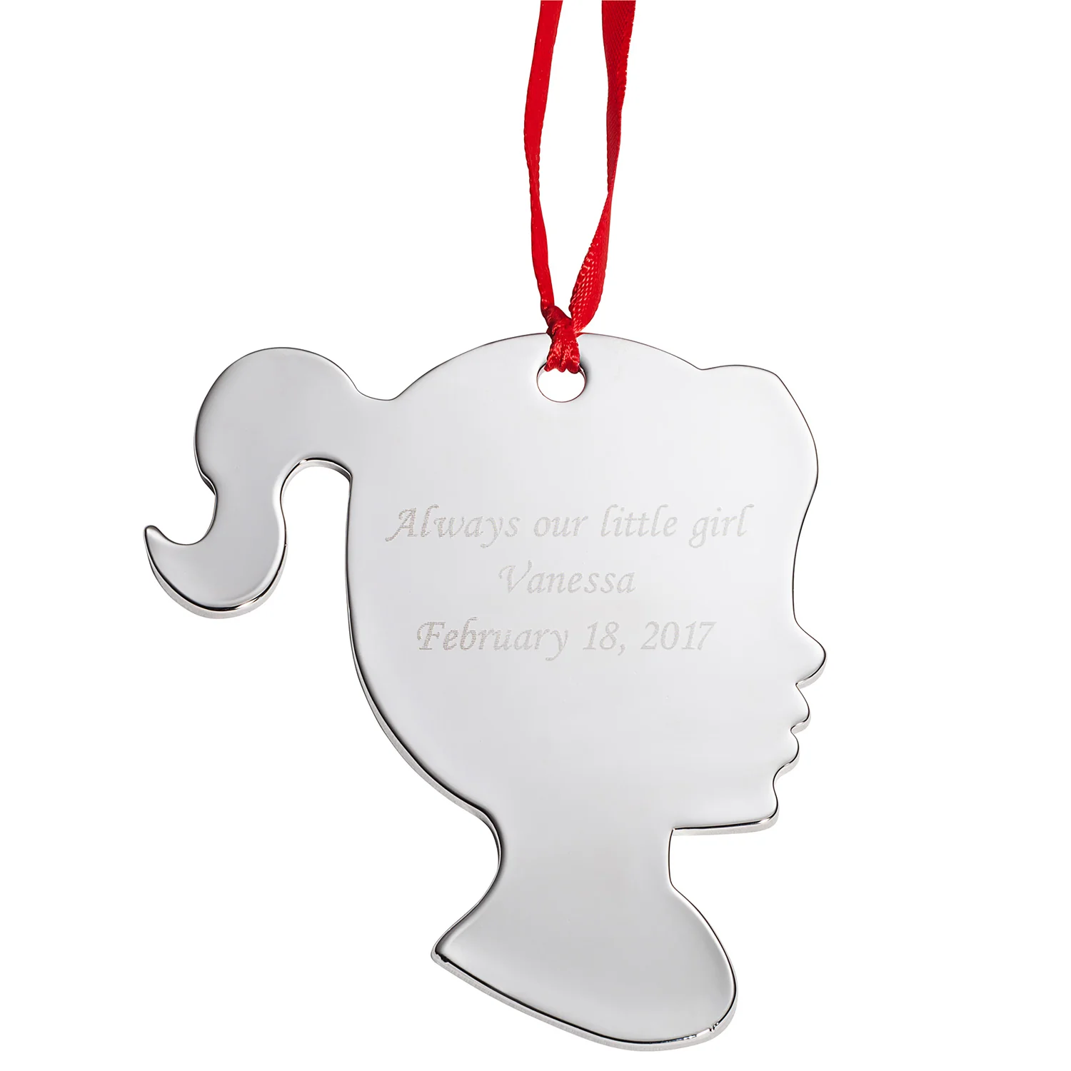 Engraved Girl Silhouette Ornament - Image 2