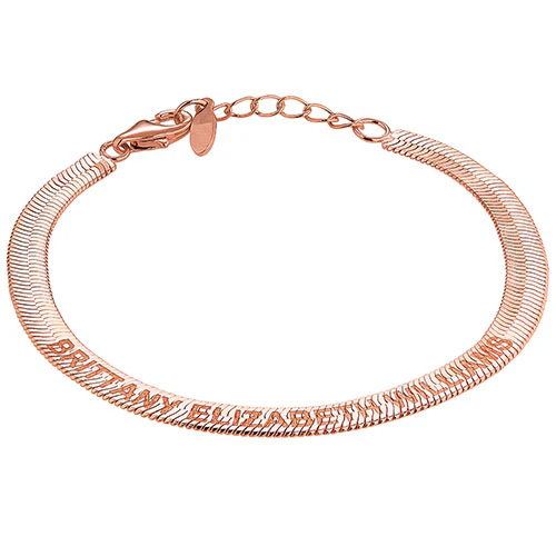 Engraved Herringbone Bracelet 7+1" - Image 10