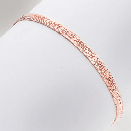 Engraved Herringbone Bracelet 7+1" - Image 11