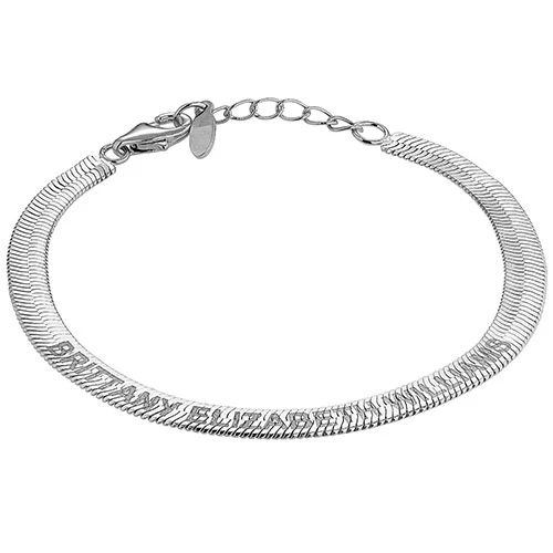 Engraved Herringbone Bracelet 7+1" - Image 3