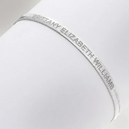 Engraved Herringbone Bracelet 7+1" - Image 6