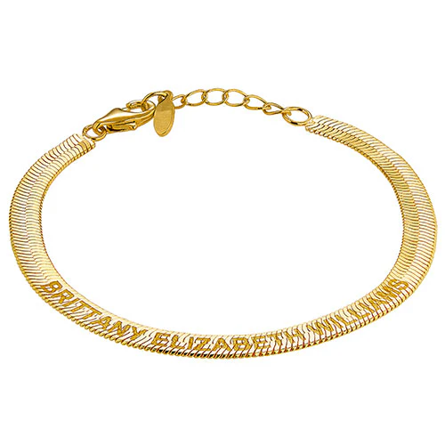 Engraved Herringbone Bracelet 7+1" - Image 7