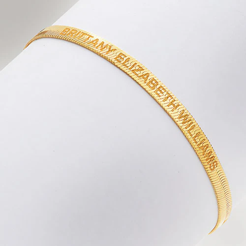 Engraved Herringbone Bracelet 7+1" - Image 9