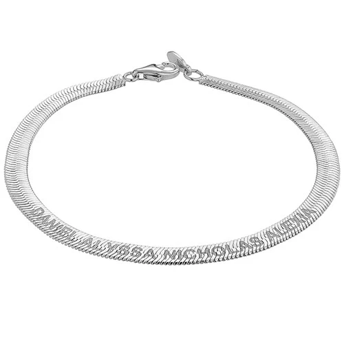 Engraved Herringbone Bracelet 8.5" - Image 4