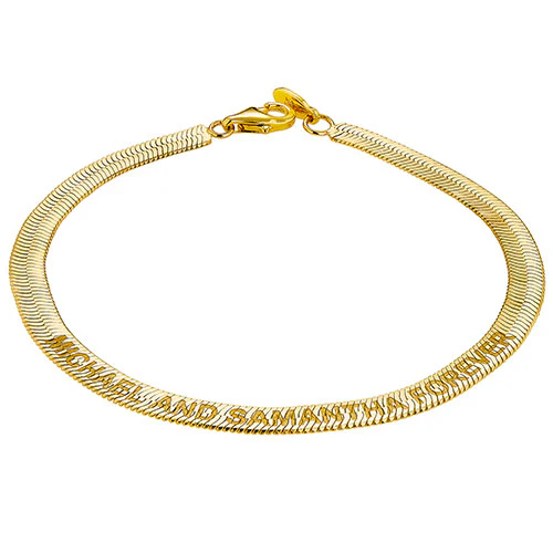 Engraved Herringbone Bracelet 8.5" - Image 7