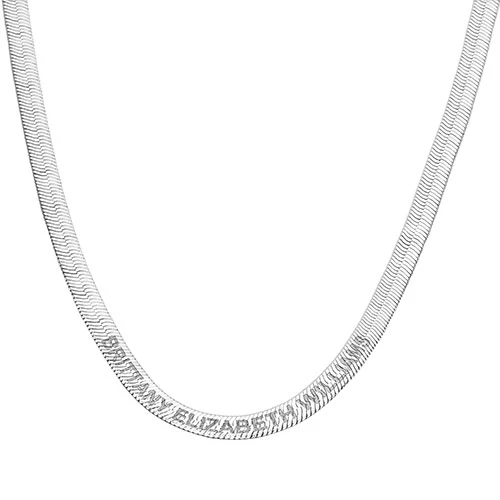 Engraved Herringbone Necklace 16+2" - Image 2