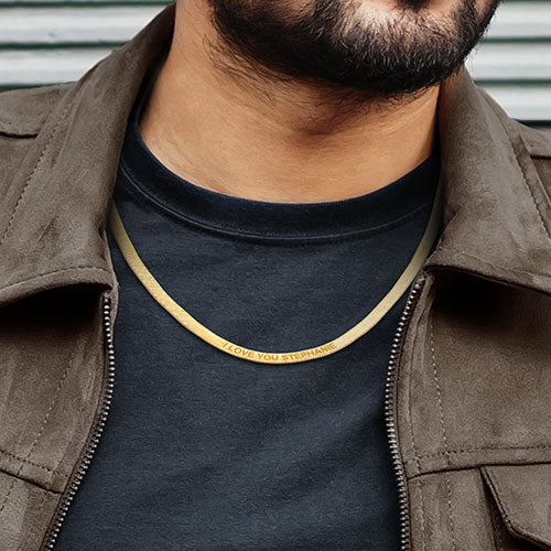 Engraved Herringbone Necklace 20" - Image 7