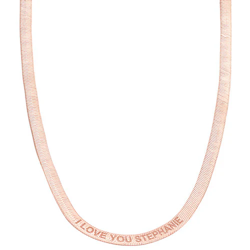 Engraved Herringbone Necklace 20" - Image 8