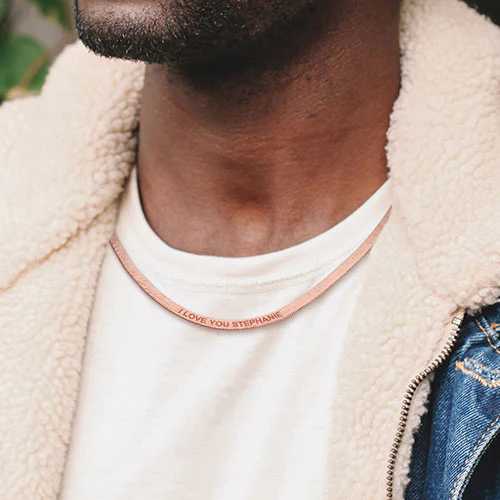 Engraved Herringbone Necklace 20" - Image 9