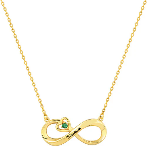 Engraved Infinity with Birthstone Heart Necklace - Image 4