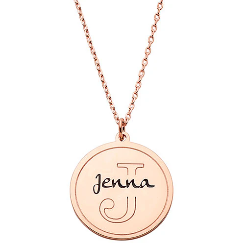 Etched Initial Engraved Name Disc Necklace - Image 6