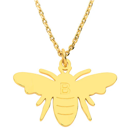 Engraved Initial Bumblebee Necklace - Image 4