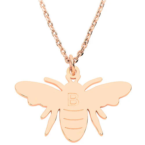 Engraved Initial Bumblebee Necklace - Image 6