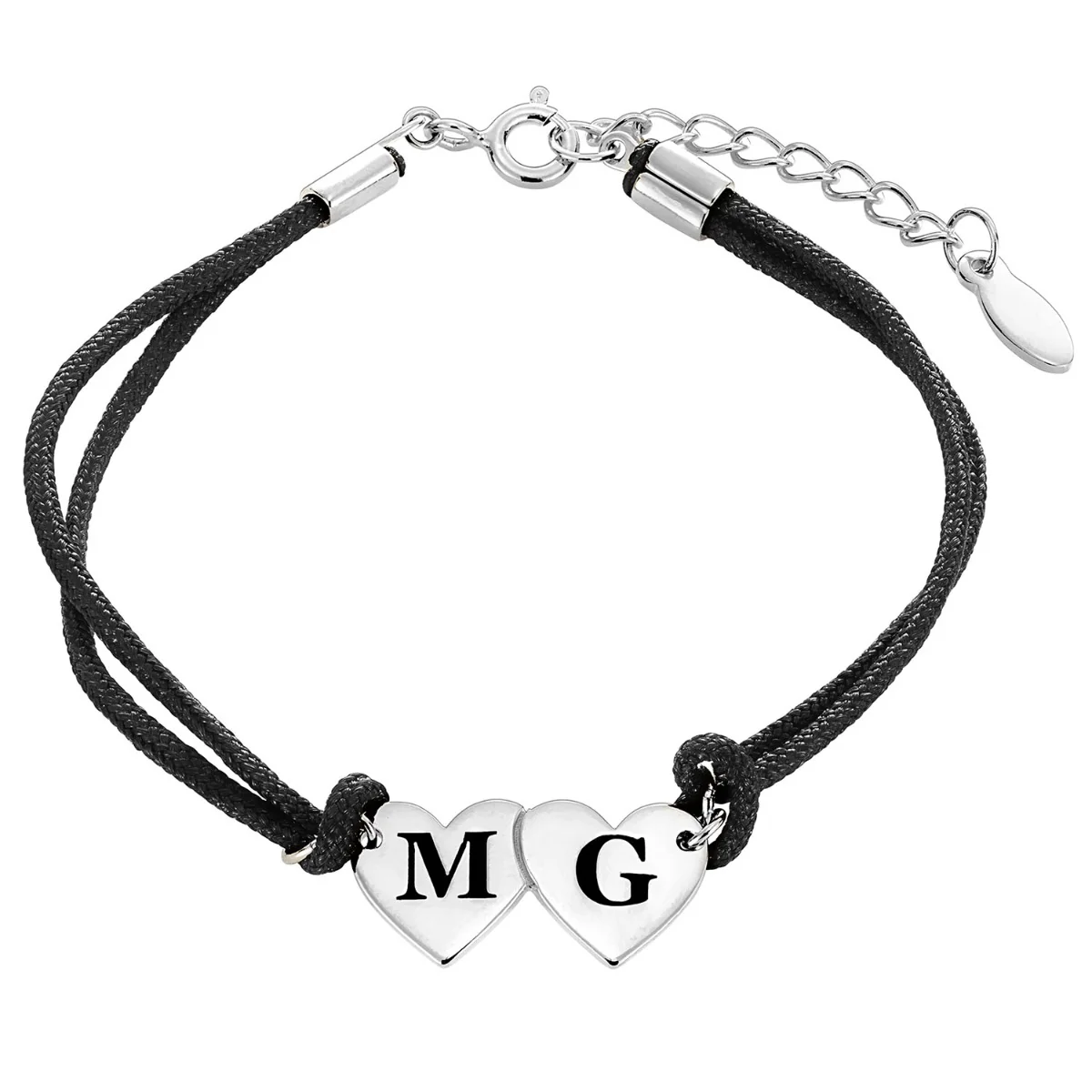 Engraved Initials Double Heart Bracelet - Image 2