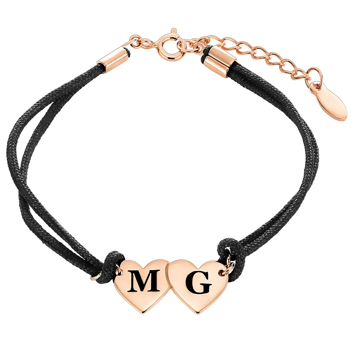 Engraved Initials Double Heart Bracelet - Image 6