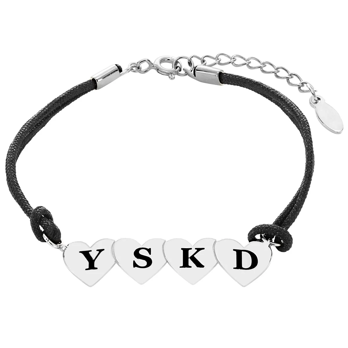 Engraved Initials Heart Bracelet - 4 Initials - Image 2