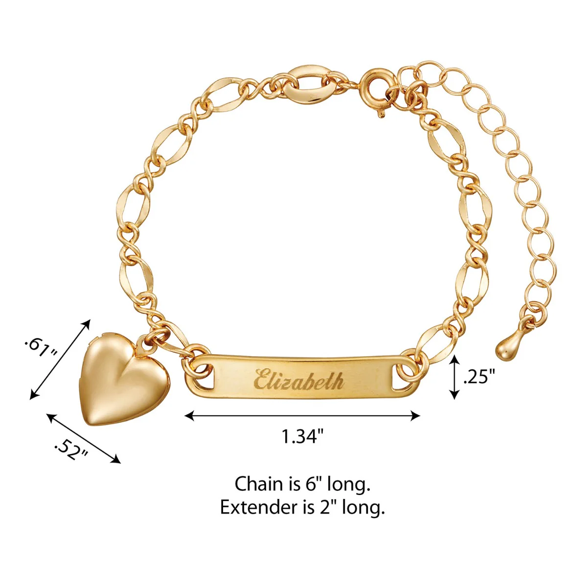 Engraved Kid's ID Charm Bracelet with Heart Locket - Image 4