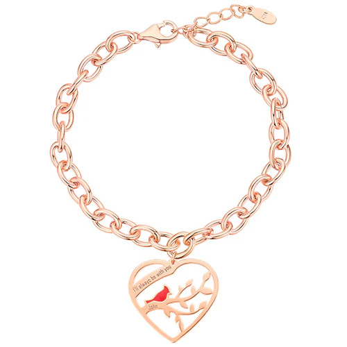 Engraved Memorial Heart with Cardinal Bracelet - Image 6