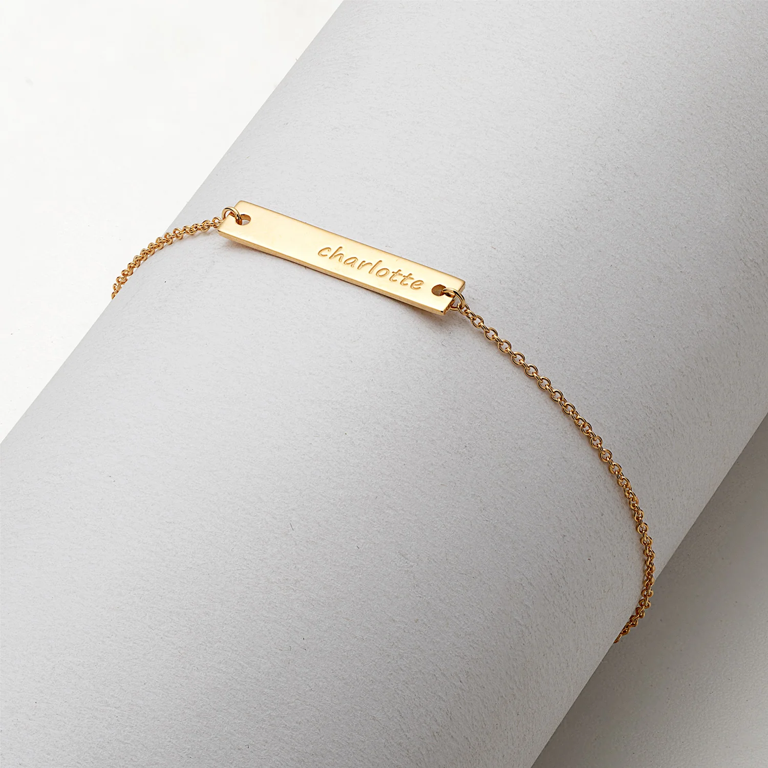 Engraved Lowercase Name Bar Adjustable Bracelet - Image 4