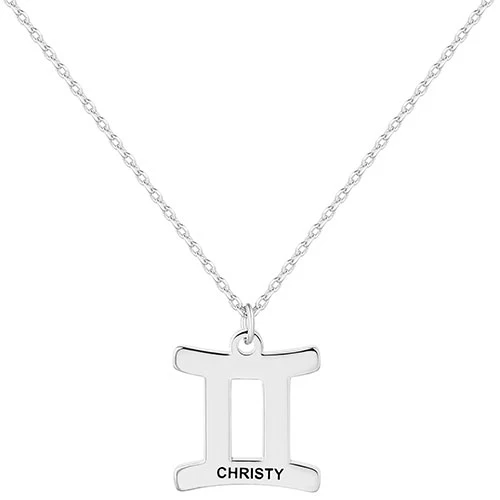 Engraved Name Zodiac Sign Necklace - Image 2