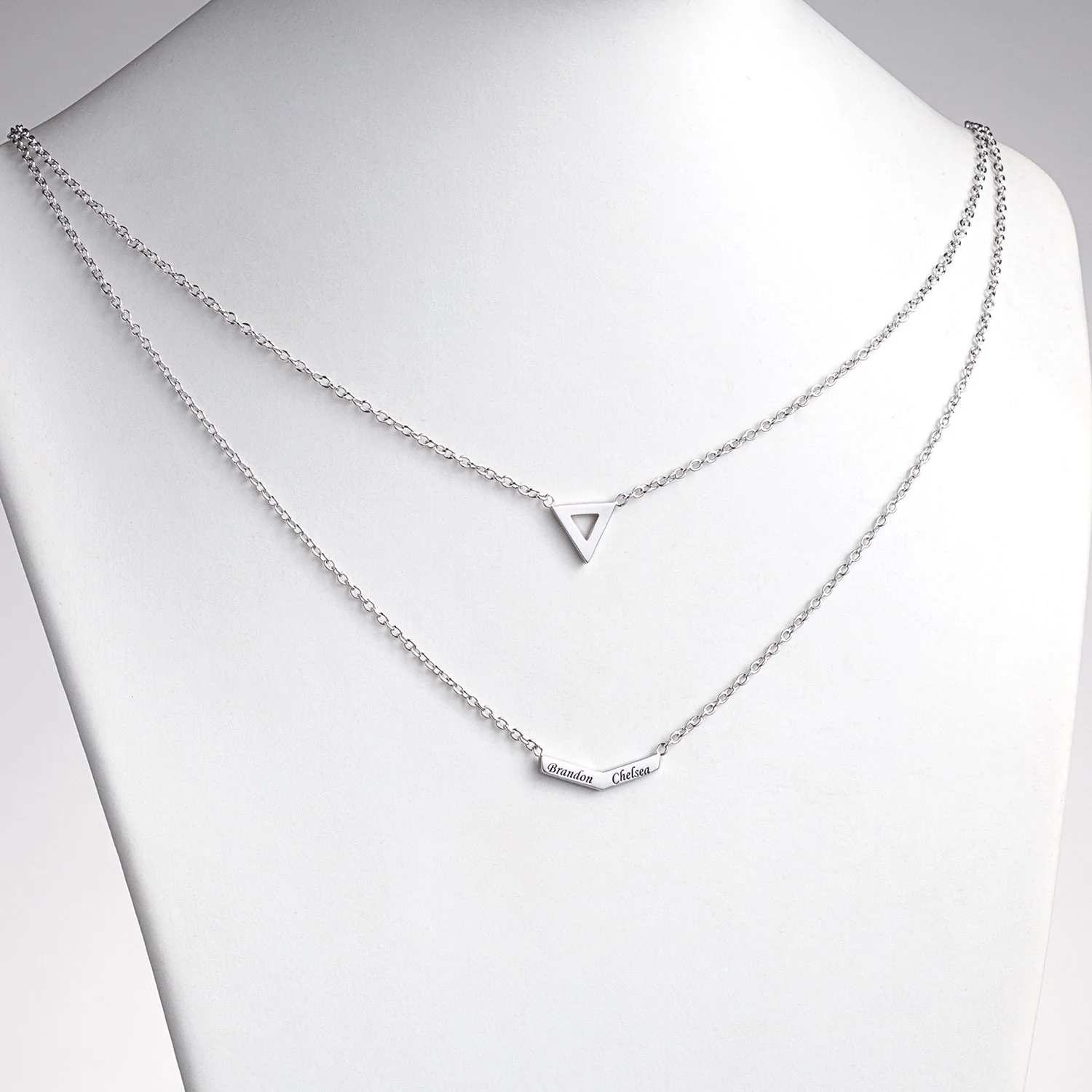Engraved Names Layered Necklace - Image 2