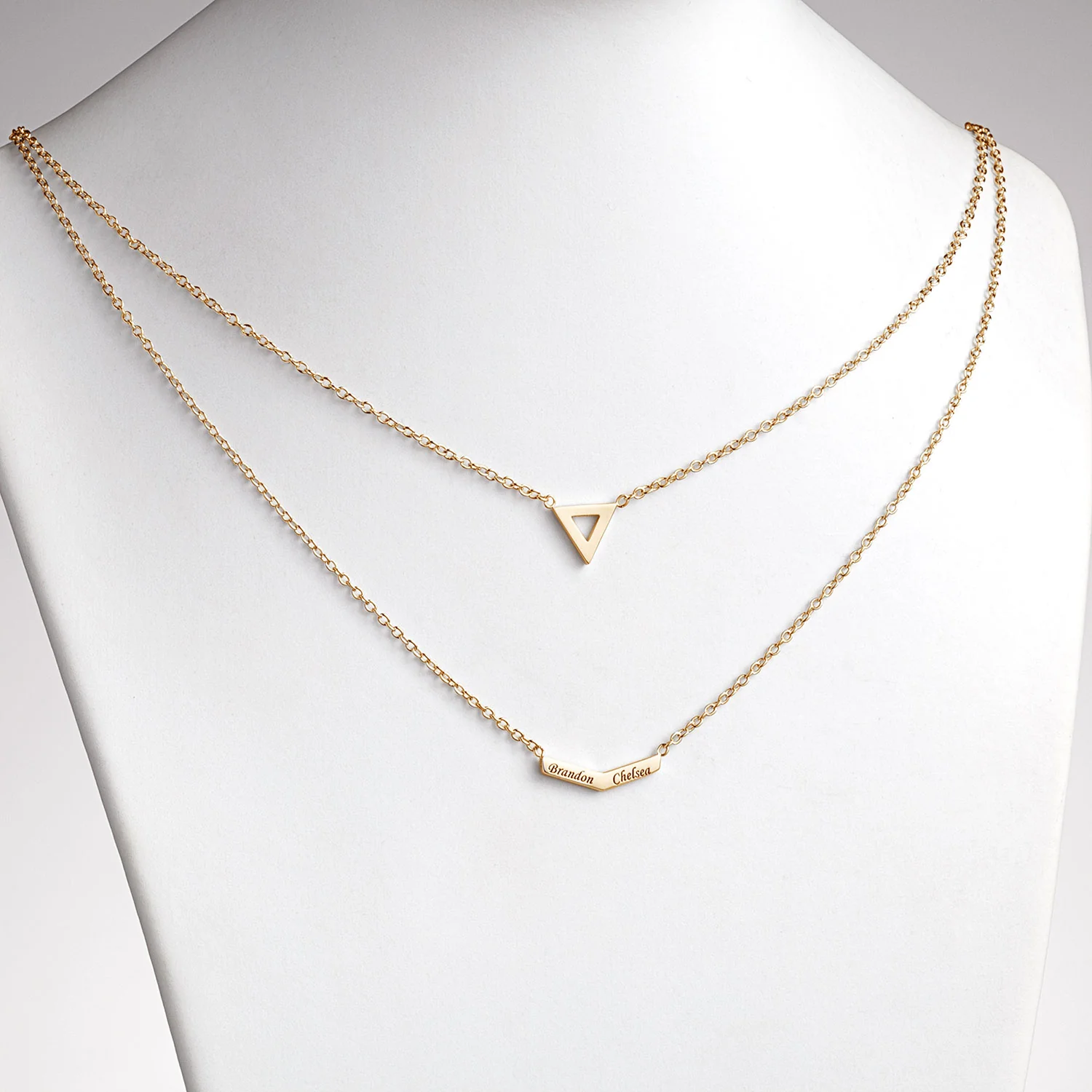 Engraved Names Layered Necklace - Image 2