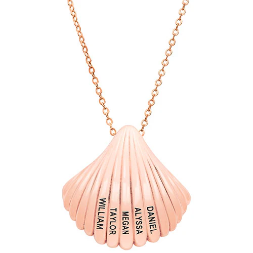 Engraved Names Shell Medallion Necklace - Image 6