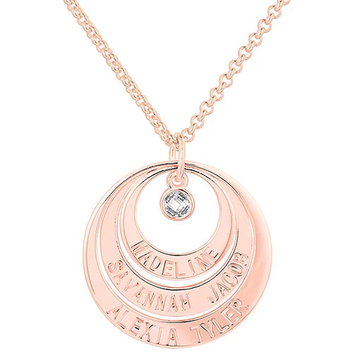 Engraved Nesting Circles with Birthstone Necklace - Image 6