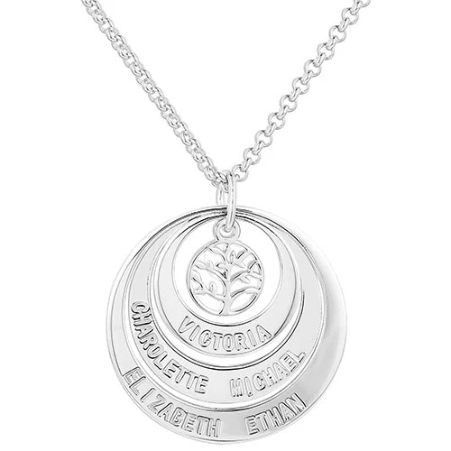 Engraved Nesting Circles with Tree of Life Necklace - Image 2