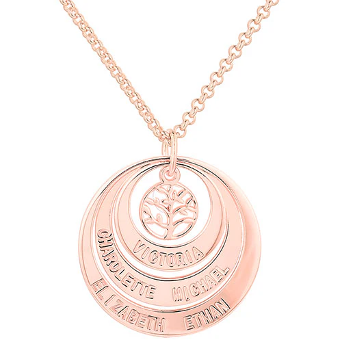 Engraved Nesting Circles with Tree of Life Necklace - Image 6