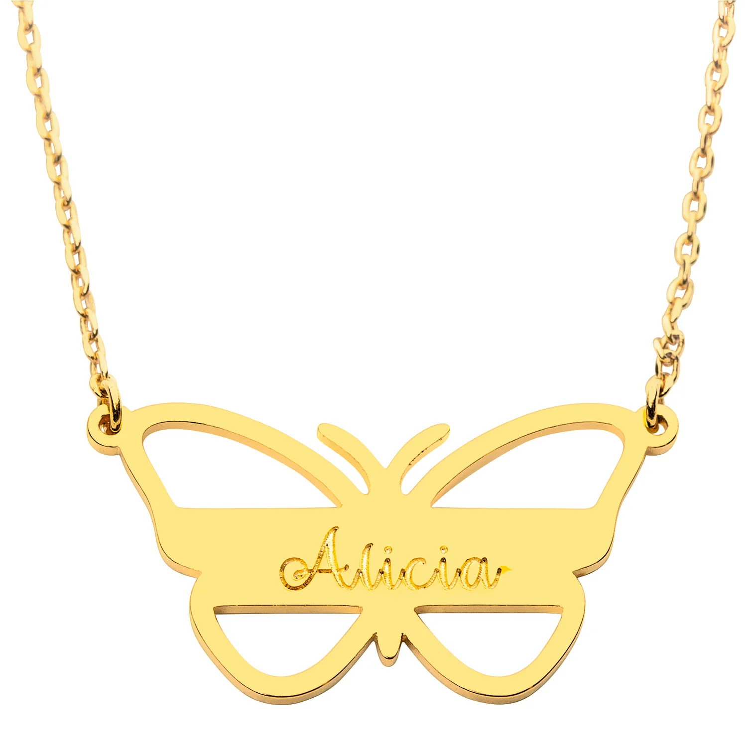 Engraved Open Butterfly Necklace - Image 4