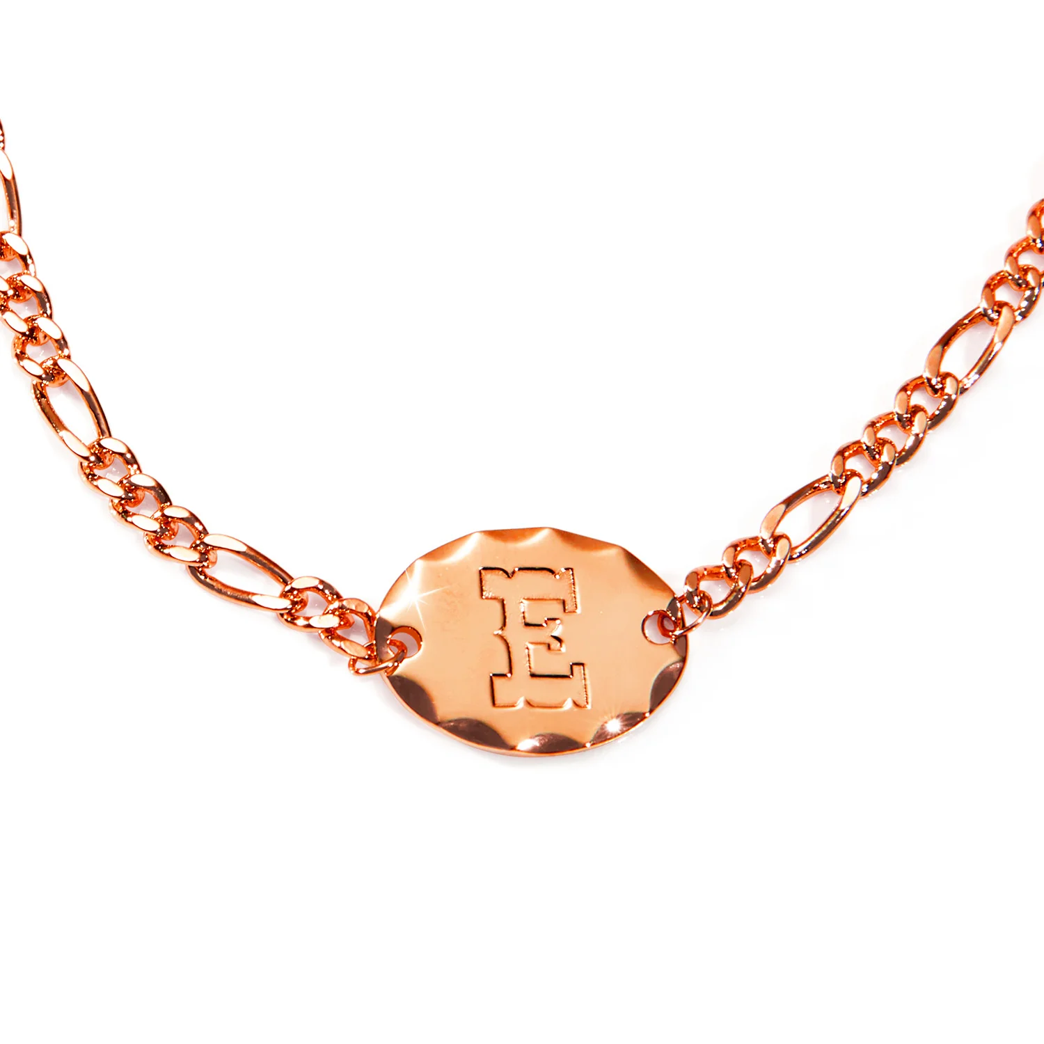 Engraved Oval Disc Station Figaro Chain Necklace - Image 5
