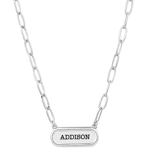 Engraved Petite Bar Paperclip Chain Necklace - Image 2