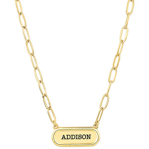 Engraved Petite Bar Paperclip Chain Necklace - Image 4