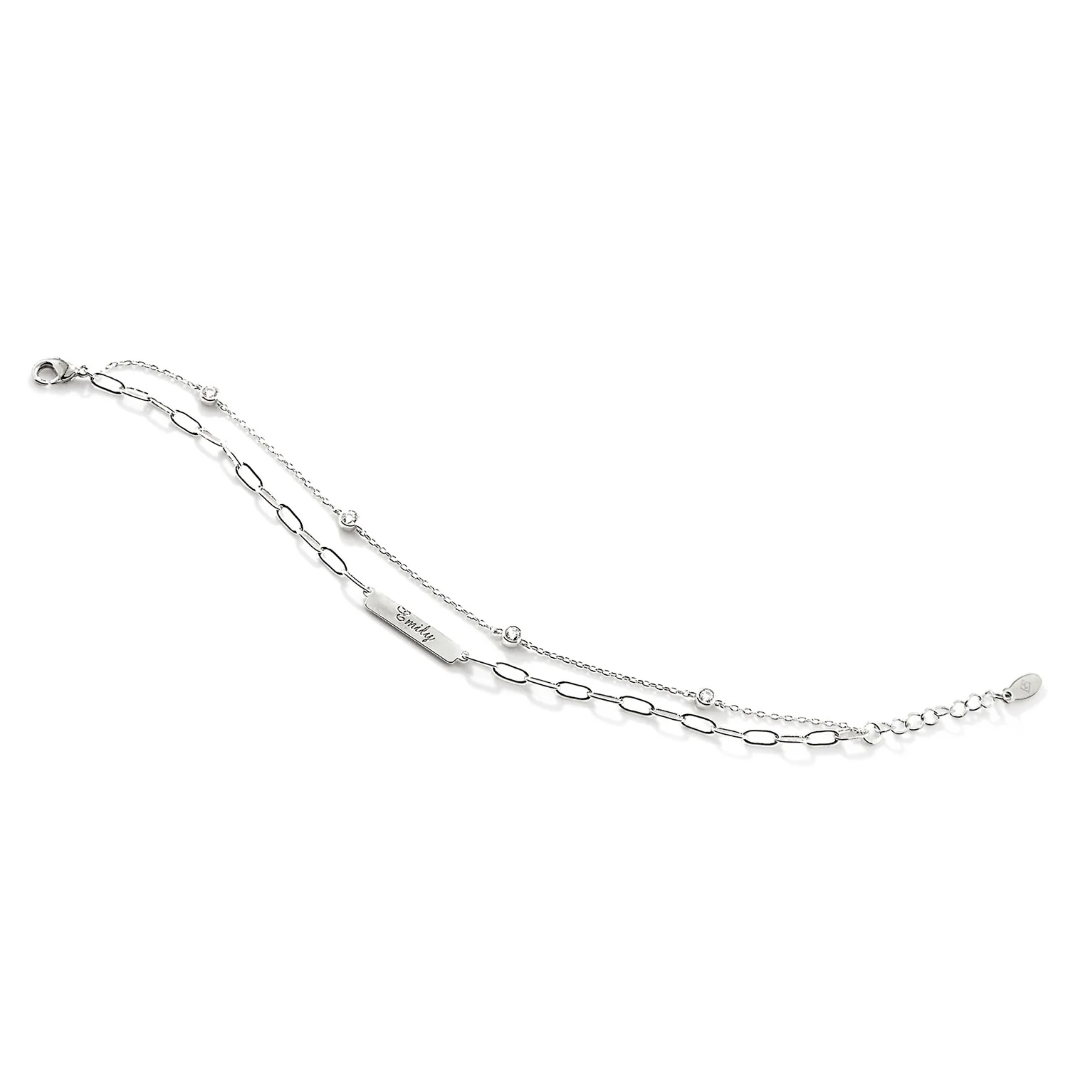 Engraved Plaque and CZ Station Multichain Bracelet - Image 4
