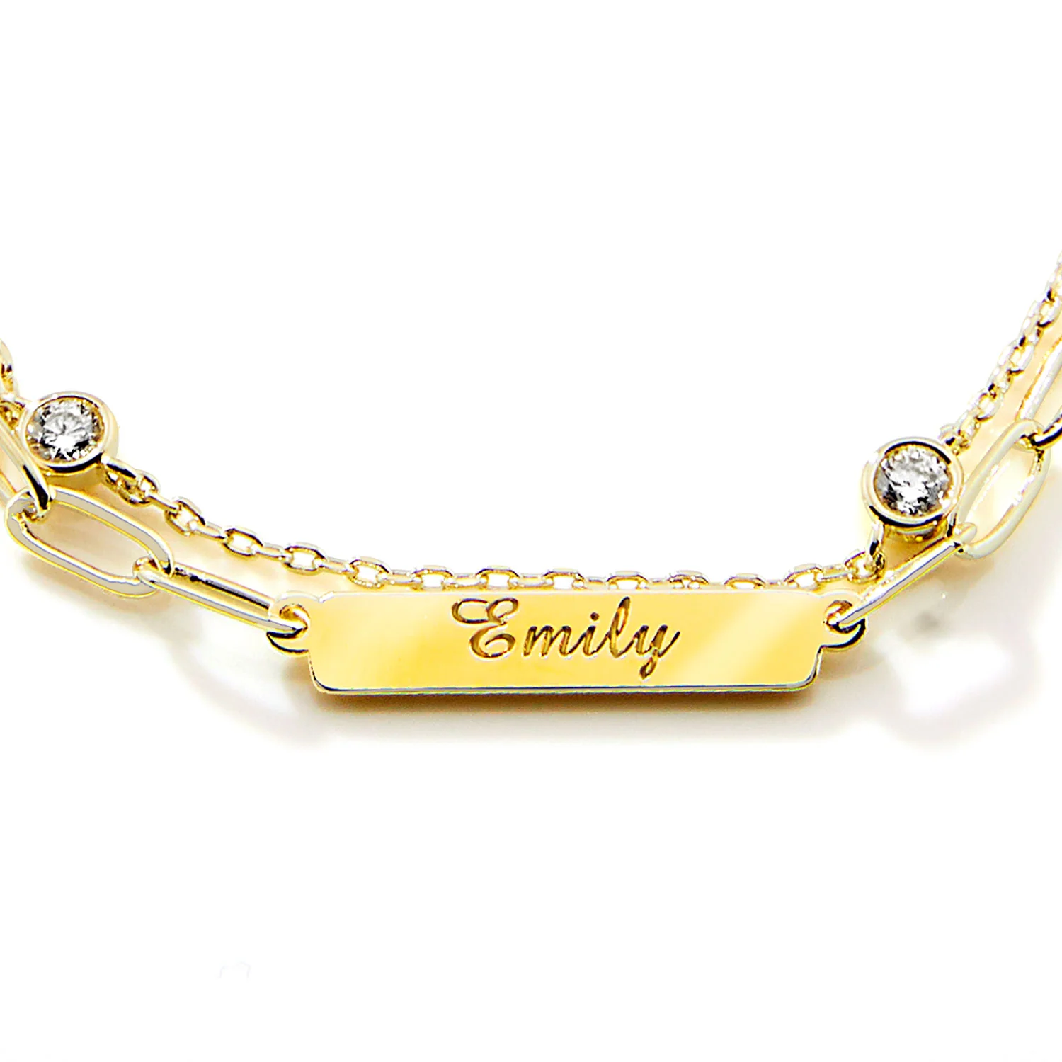 Engraved Plaque and CZ Station Multichain Bracelet - Image 5