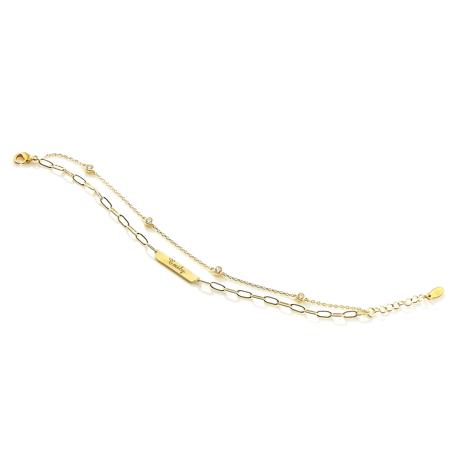 Engraved Plaque and CZ Station Multichain Bracelet - Image 7