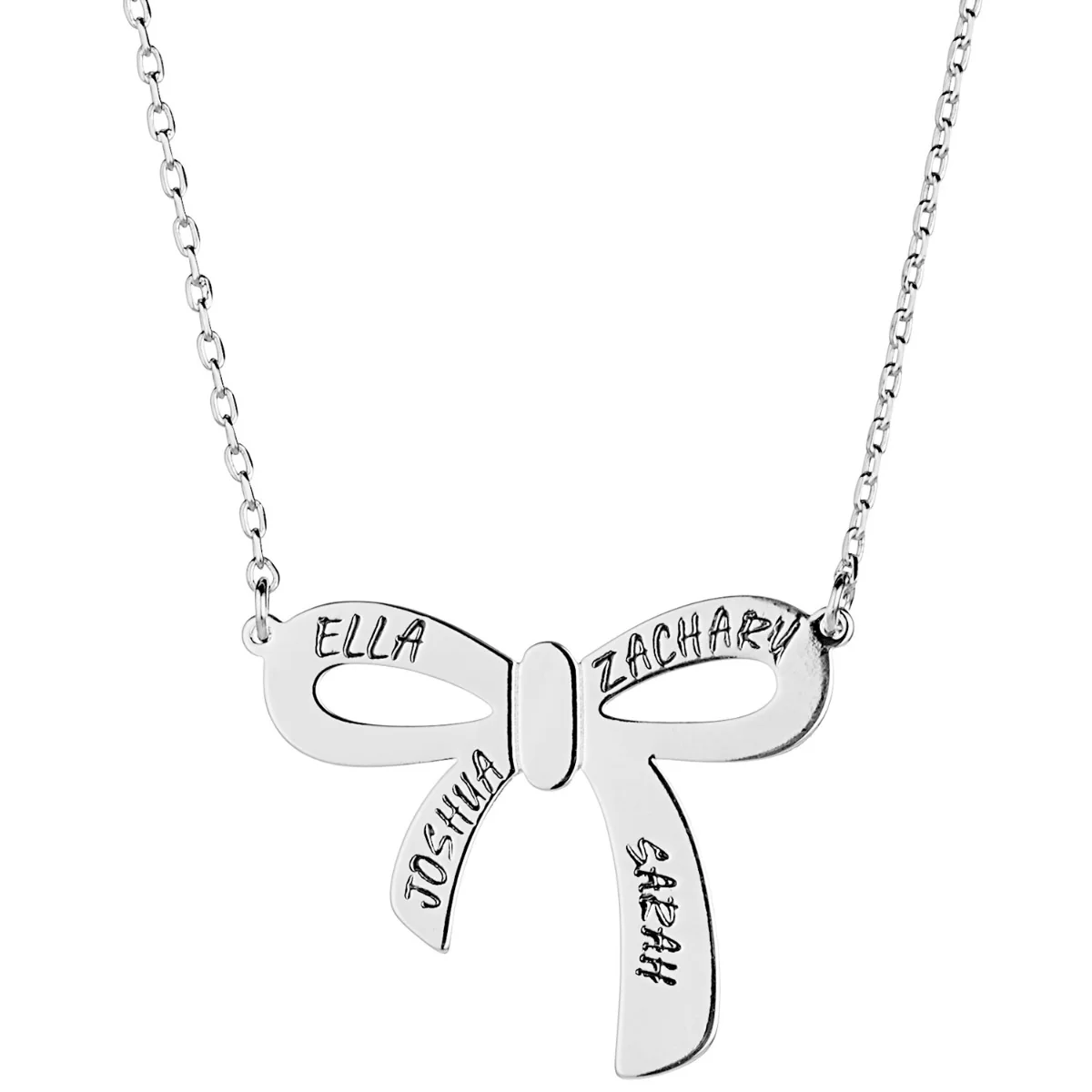Engraved Ribbon Bow Necklace - Image 2