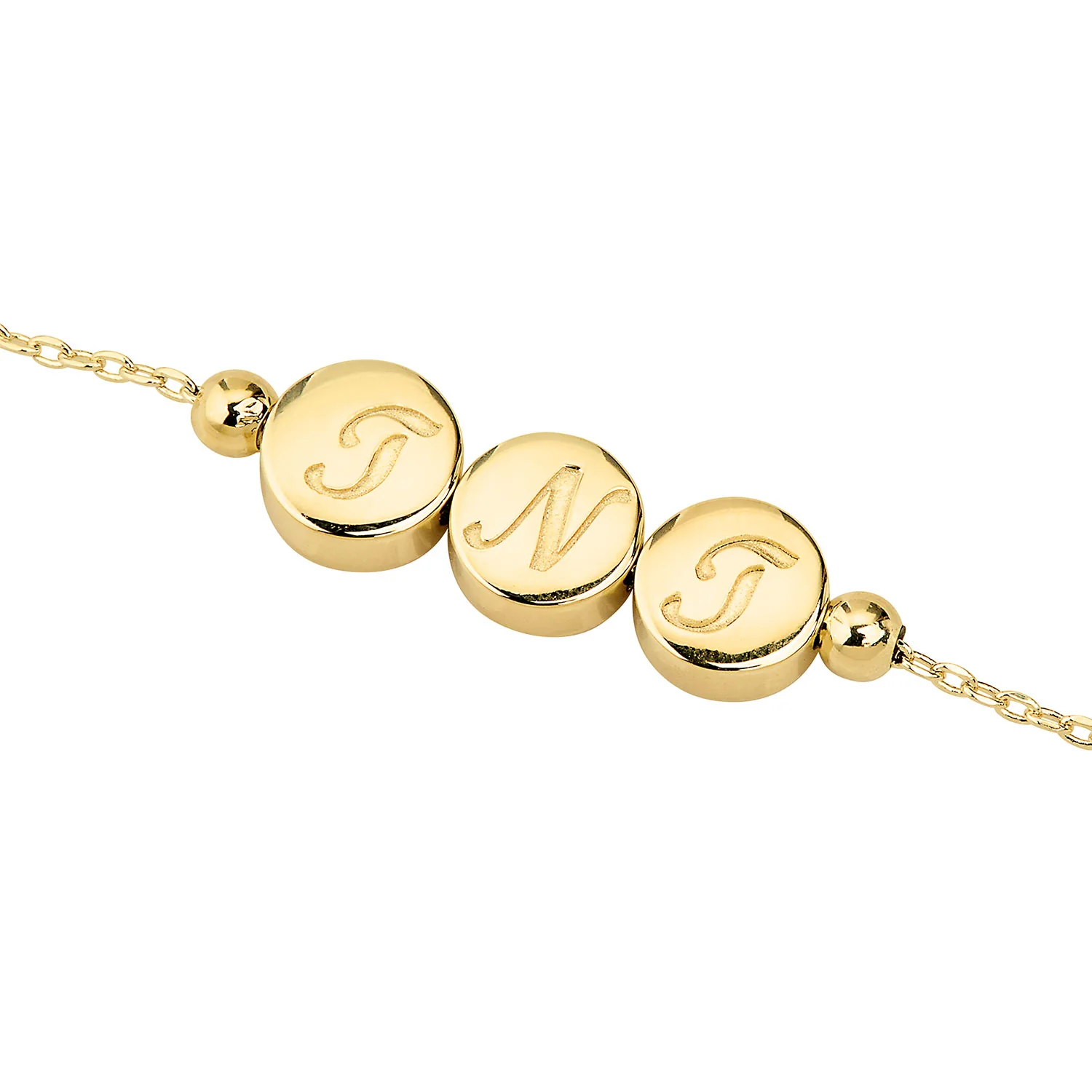 Engraved Script Intials Slider Charms Station Bracelet - Image 4