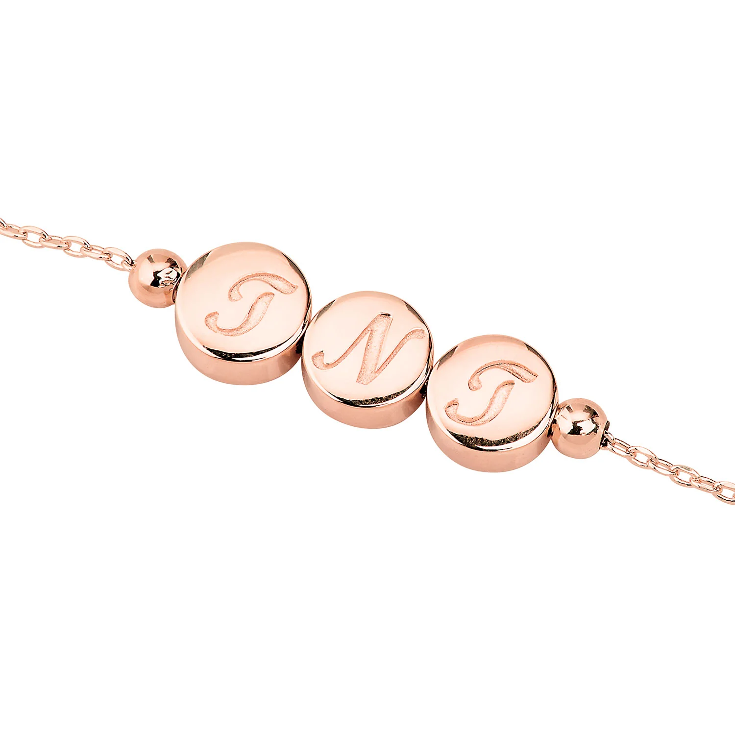 Engraved Script Intials Slider Charms Station Bracelet - Image 6