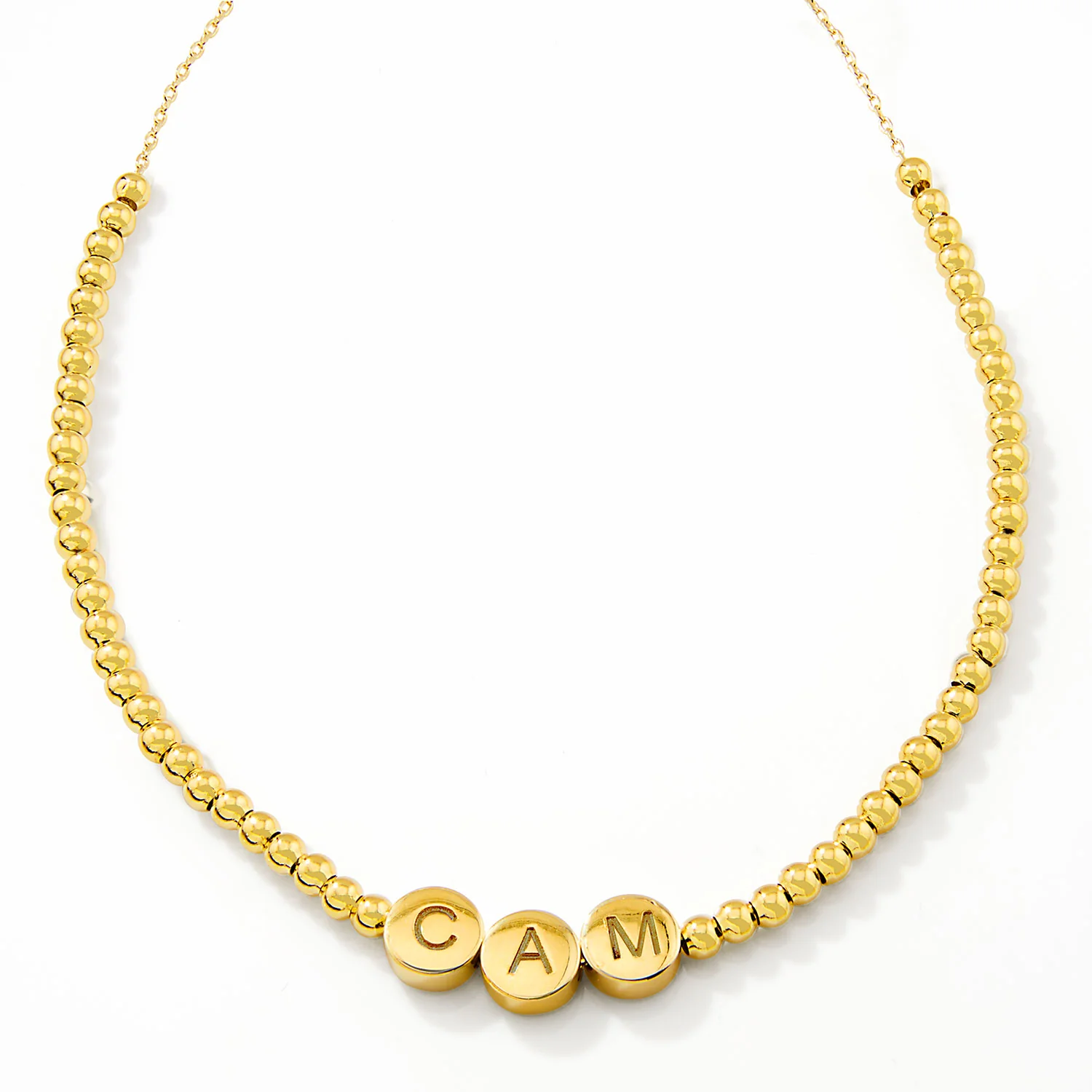 Engraved Slider Charms Station Beaded Necklace - Image 4