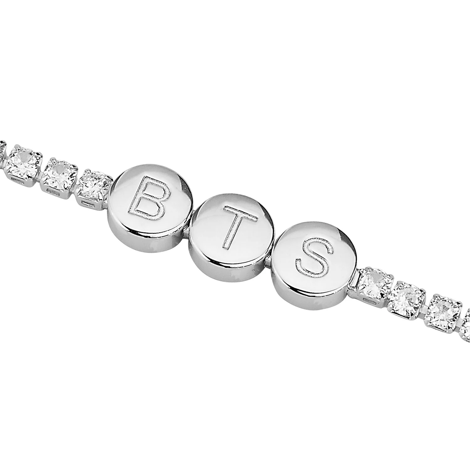 Engraved Slider Charms Station CZ Tennis Bracelet - Image 2